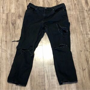 George Classic Ripped Black Denim Jeans Grunge Style Size 18